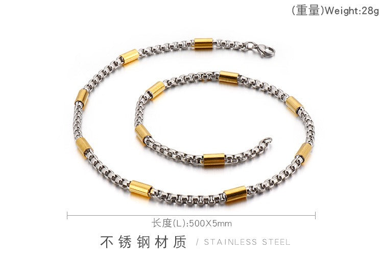 Collana con catena in acciaio al titanio Kemstone - Design geometrico moderno per unisex con osso KN107410-Z