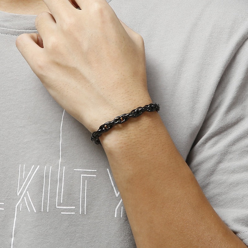 Kemstone Double-Clasp Adjustable Bracelet - Minimalist Stainless Steel Chain for Men's Daily Style KB107527-Z