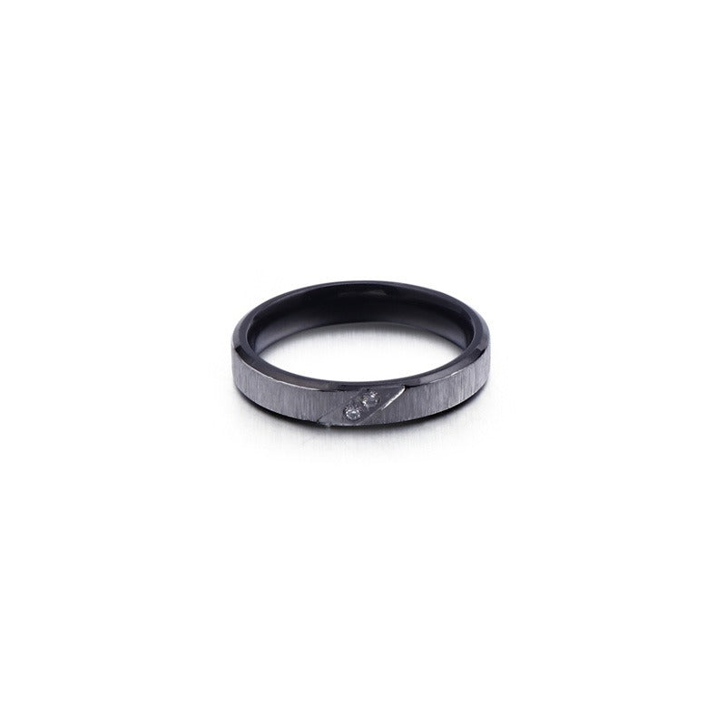 Kemstone Brushed Steel Ring for Men – 18K Gold & Crystals Accent, Gothic Minimalist Power Band KR46939-K