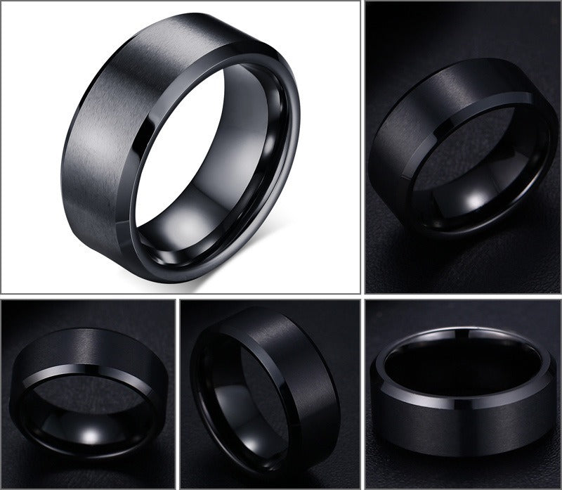 Kemstone Tungsten Ring for Men – 8mm Brushed Band with Viking Power Symbol, Scratch-Resistant TCR-011