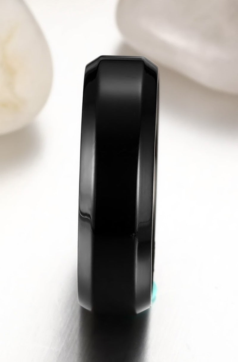 Kemstone Minimalist Power Band – 6mm Stainless Steel Black Ring | Gothic Street Style R-143