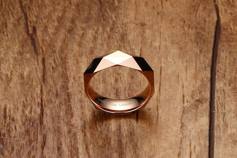 Kemstone 6MM Faceted Tungsten Steel Ring β Geometric Edge Durable Design TCR-033