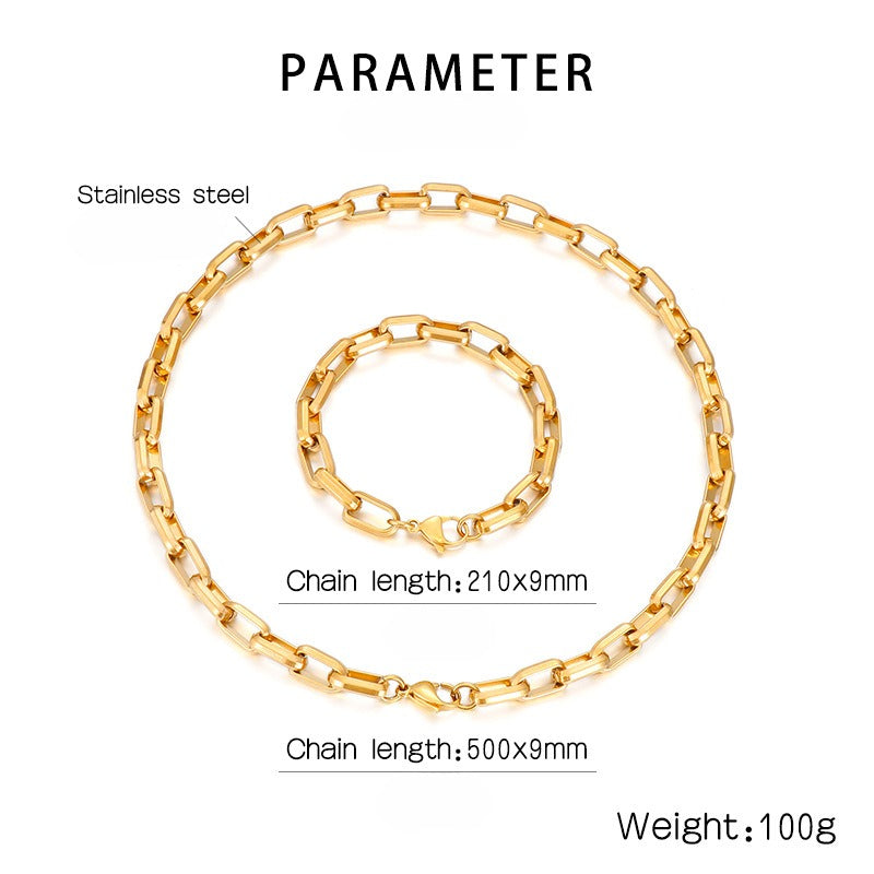 Kemstone Bold Square-Link Titanium Bracelet & Necklace – Raw Urban Edge KB153345-Z
