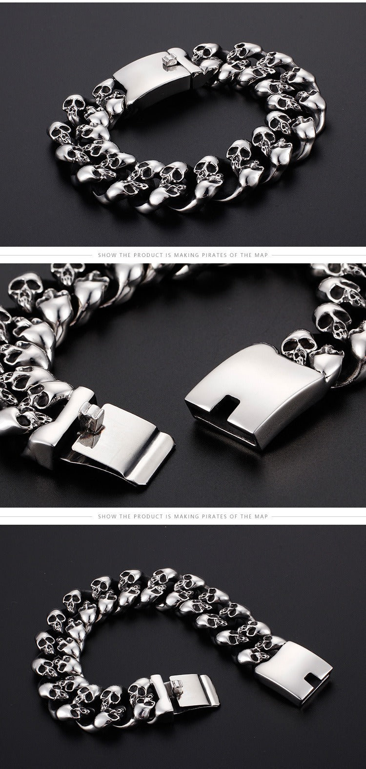 Bracciale a catena con teschio vintage Kemstone - Acciaio inossidabile Rebel Spirit KB78434-BD