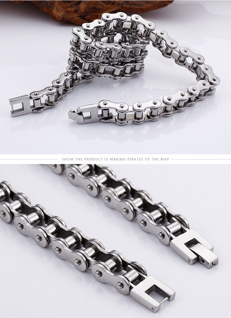 Kemstone Titanium Steel Bike Chain Necklace – Urban Style Cycling-Inspired Jewelry KN31603-K