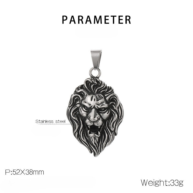 Kemstone Predator Series - Collana con ciondolo leone/lupo/volpe in acciaio al titanio opaco per abbigliamento punk da uomo KP79439-BD