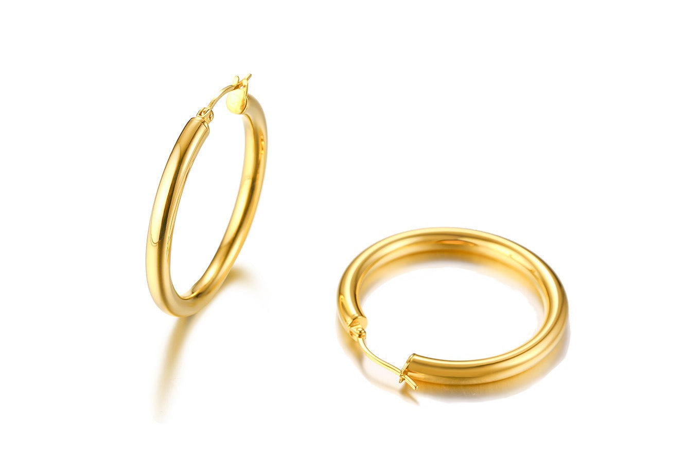 Aros minimalistas de acero y titanio Kemstone para mujer: oro y plata - Elegancia ligera y cotidiana EH-239