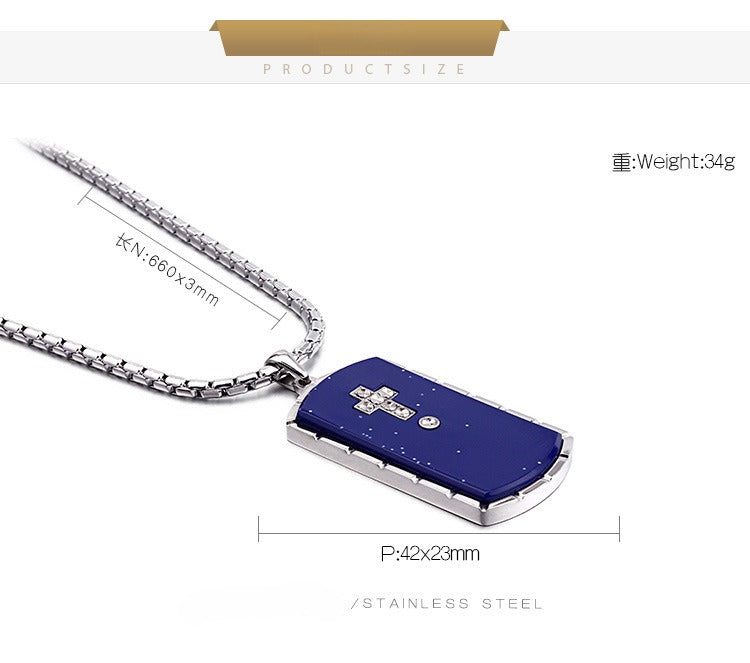 Kemstone Titanium Steel Military Cross Pendant – Rugged Necklace for Men with Engraved Gothic Detailing KN90099