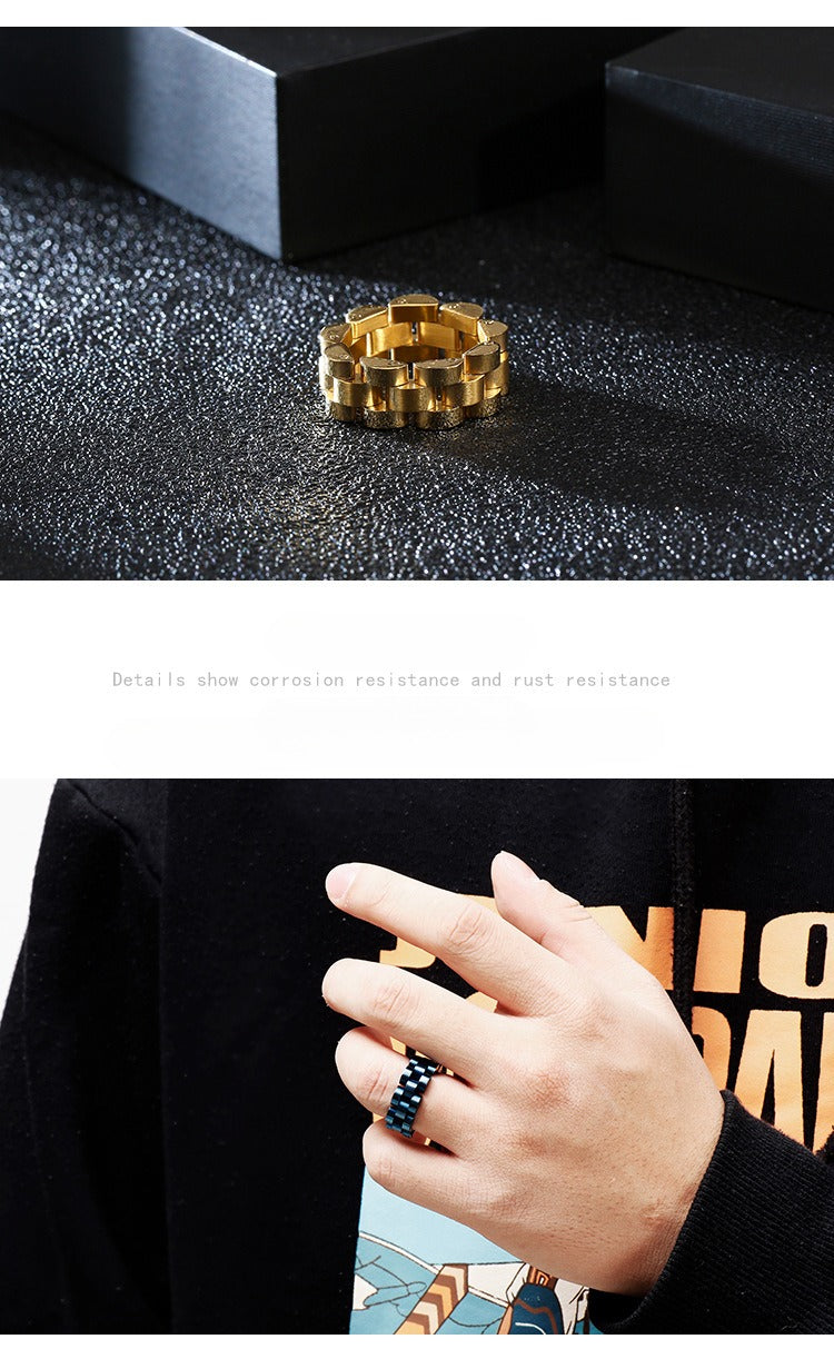 Kemstone Men’s Matte Geometric Ring – 8mm Minimalist Stainless Steel Band KR89119-K