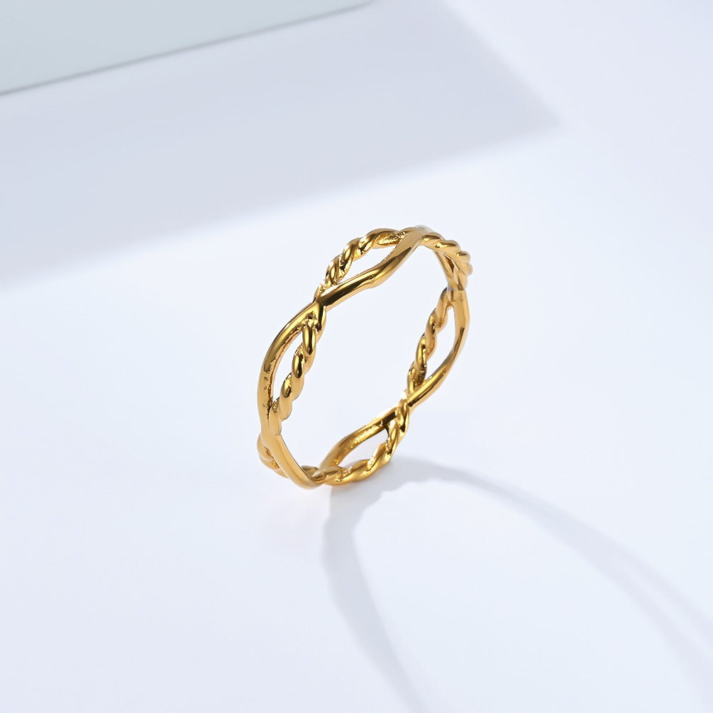 Kemstone Twisted Rope Ring – Stainless Steel Braided Women’s Jewelry K-R1072