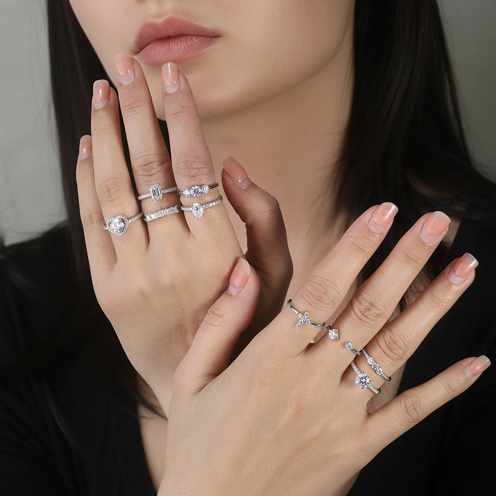 Kemstone 2.5mm Moissanite Half Eternity Ring - 925 Sterling Silver for Women MOR13