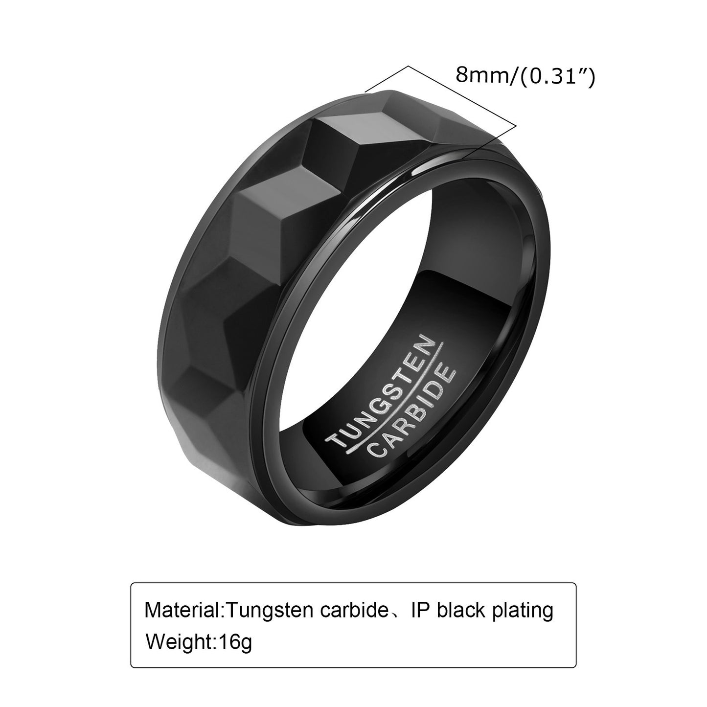 Kemstone Tungsten Steel Ring for Men – Matte Black & Gold Contrast Durable Minimalist Band TCR-043