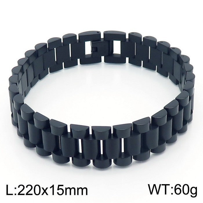 Kemstone Men's Stainless Steel Watchband Bracelet – Adjustable Geometric Hexagon Mesh Design