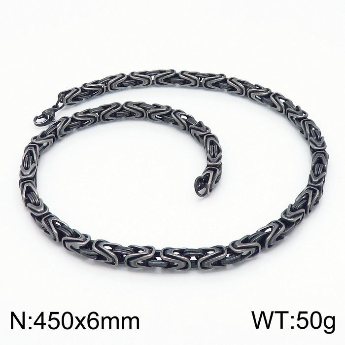 Kemstone Men’s V-Byzantine Stainless Steel Chain Set – Bold Hip Hop Link Necklace & Bracelet, 20–50cm KS141151-Z