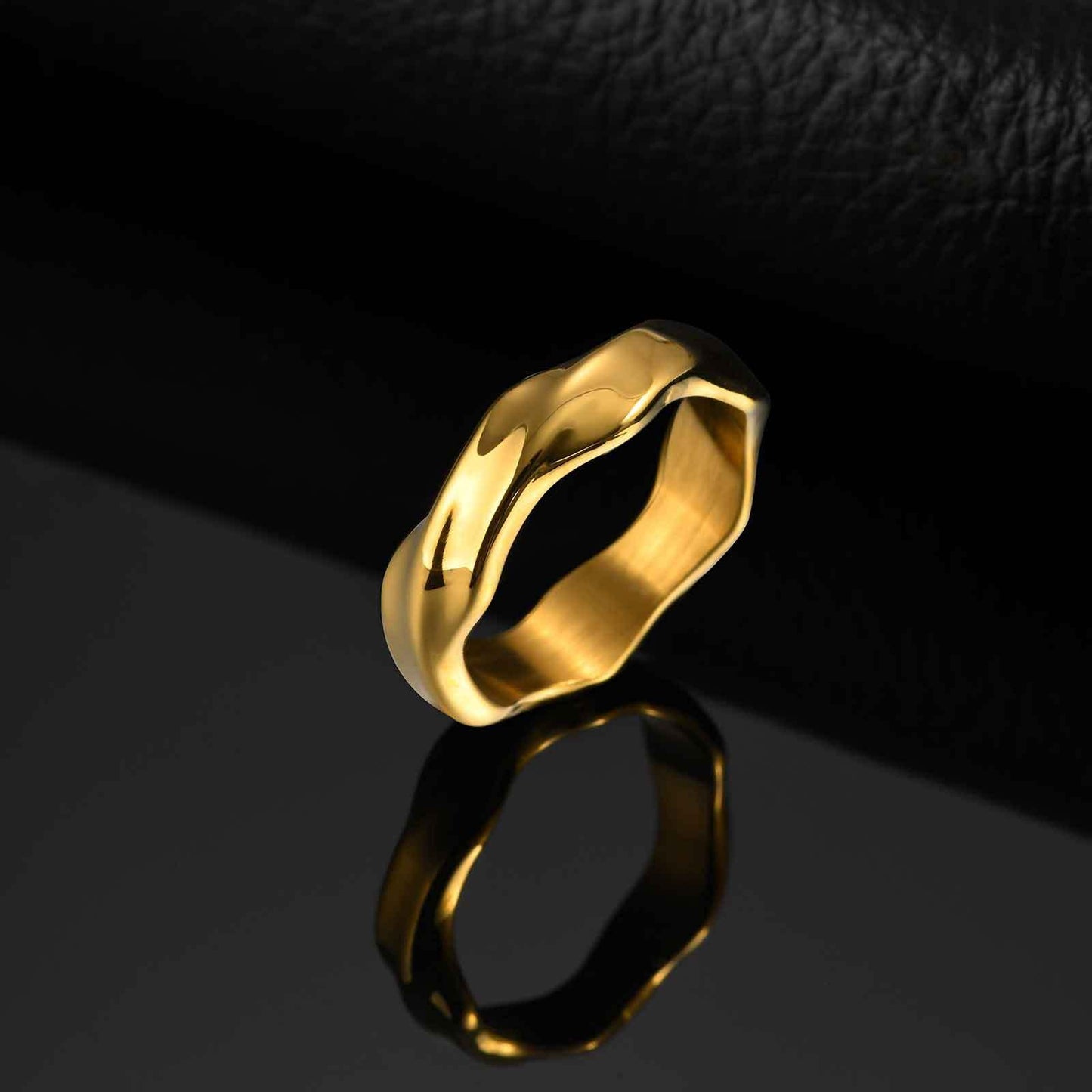 Kemstone Stainless Steel Möbius Ring – Men’s Vintage Silver Gold Band RC-727