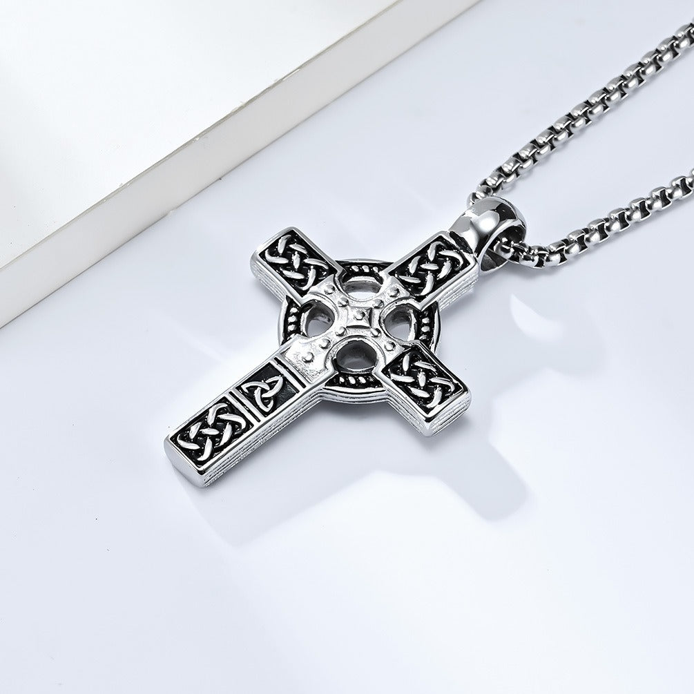 Kemstone Men’s Celtic Cross Pendant Necklace – Stainless Steel Faith & Strength K-PT453