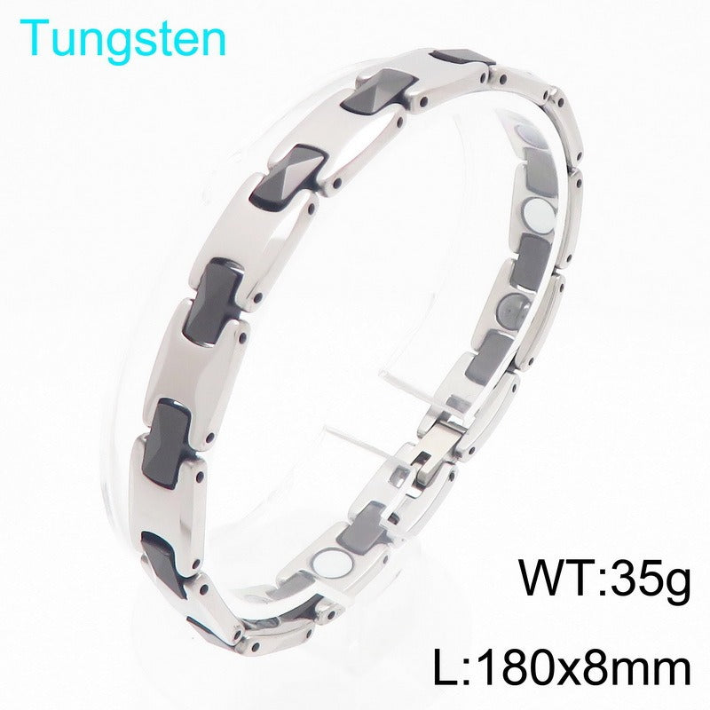Kemstone Men’s Tungsten Steel Magnetic Germanium Bracelet – 8mm Link Chain KB208921-JI