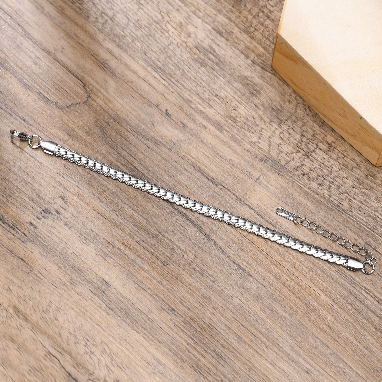 Kemstone Cuban Link Bracelet – 6mm Gold-Tone Stainless Steel Men’s Chain BR-1231