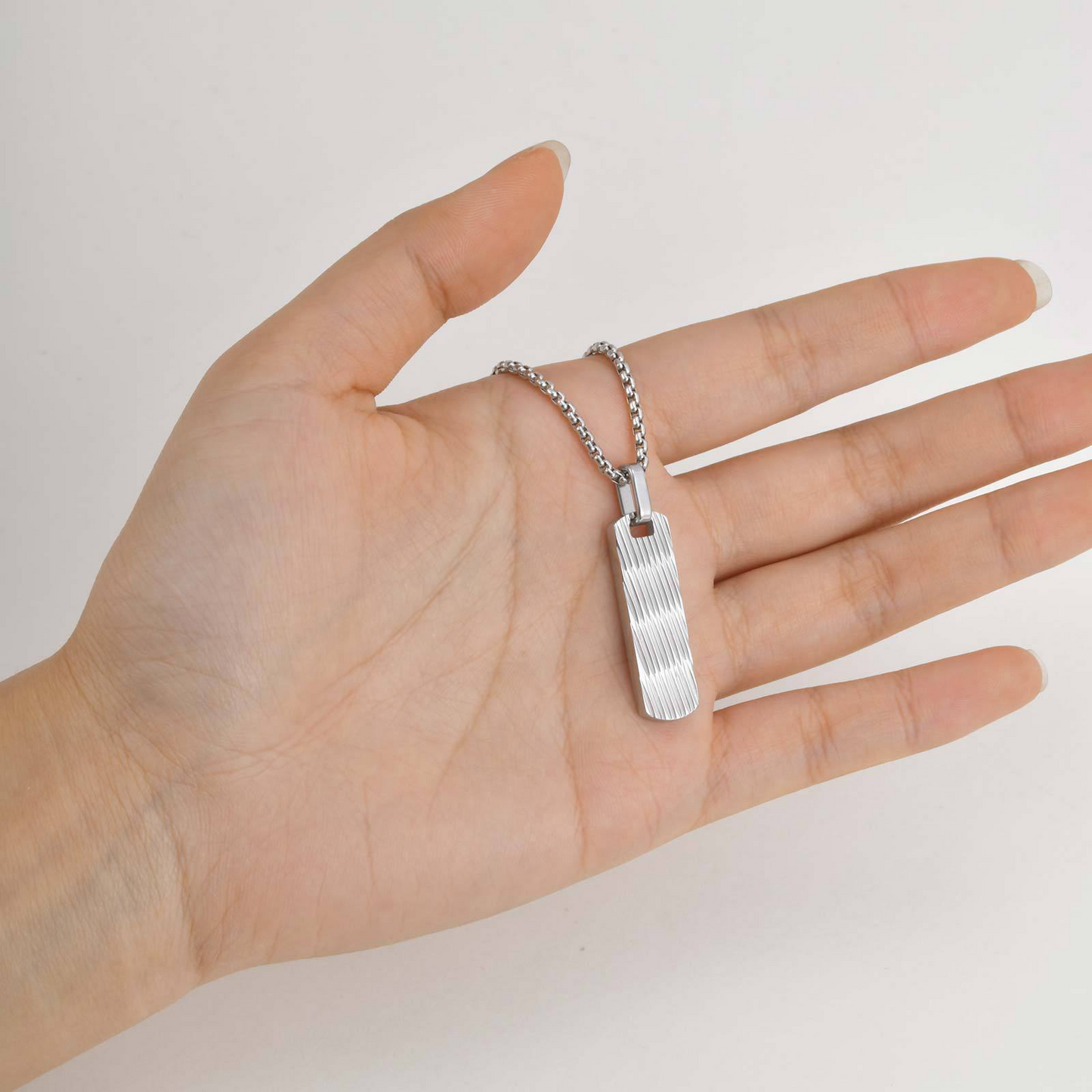 Kemstone Stainless Steel Vertical Bar Pendant Necklace for Men PN-2082