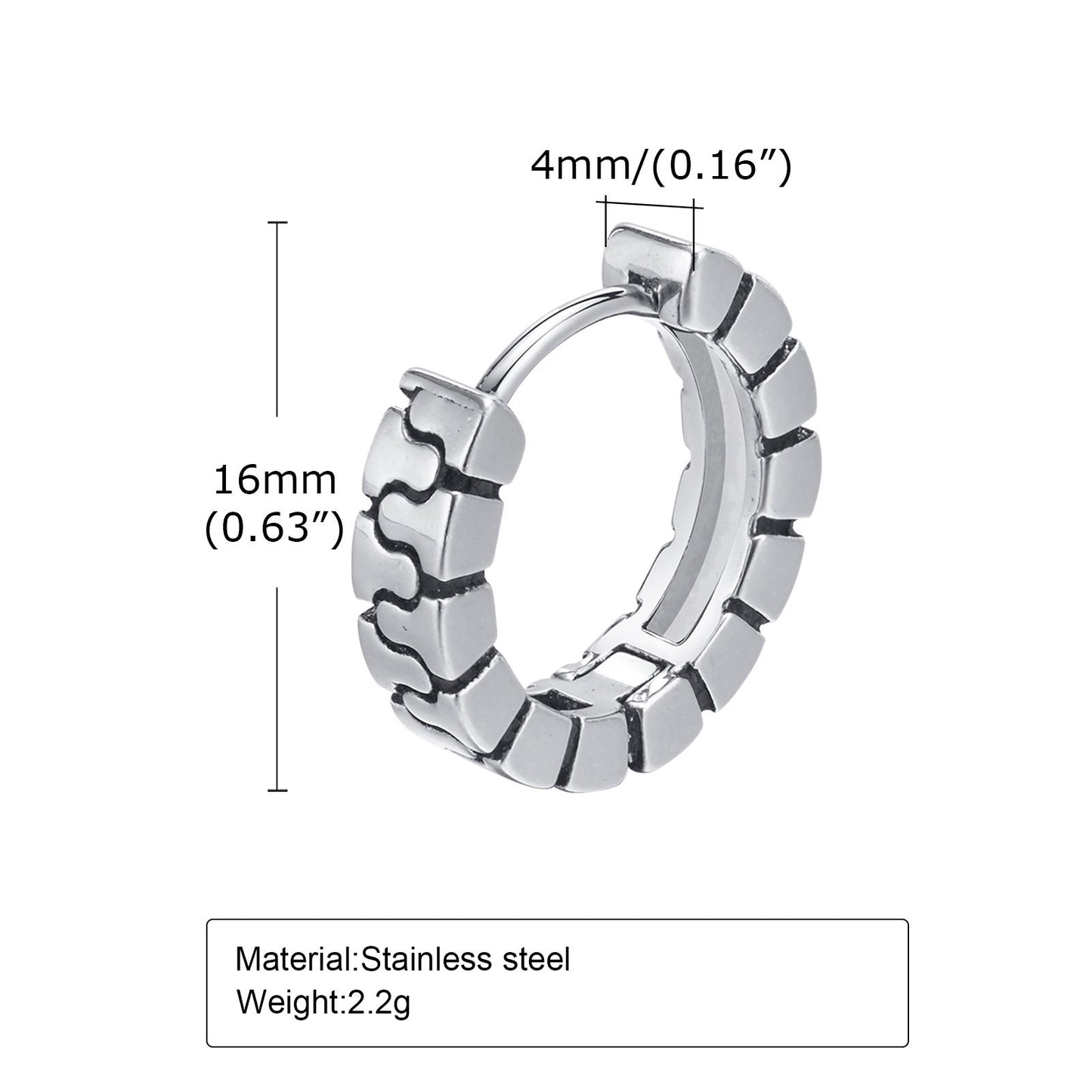 Kemstone Men’s Titanium Steel Hoop Earrings – Braided Rope Huggie Hoops EH-322