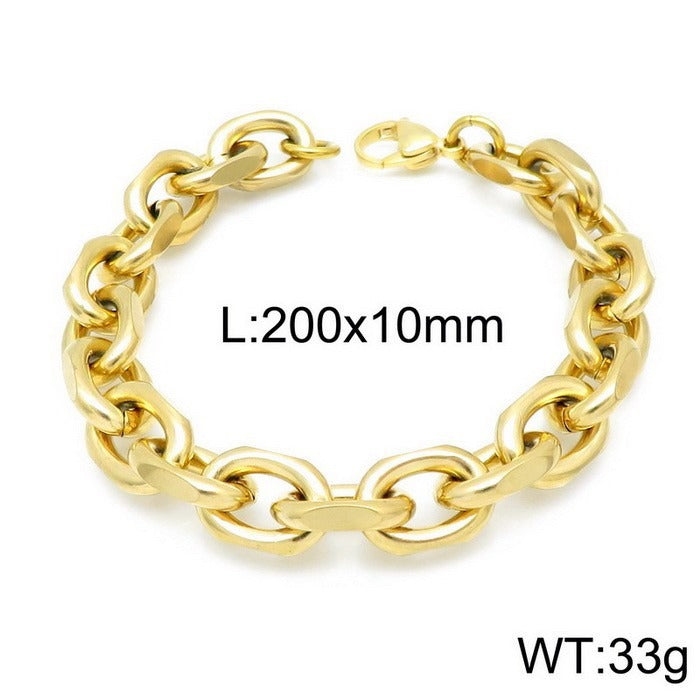 Kemstone Matte Stainless Steel O-Link Chain Set – Gothic Rock Choker & Bracelet for Men’s Urban Streetwear KS138454-Z