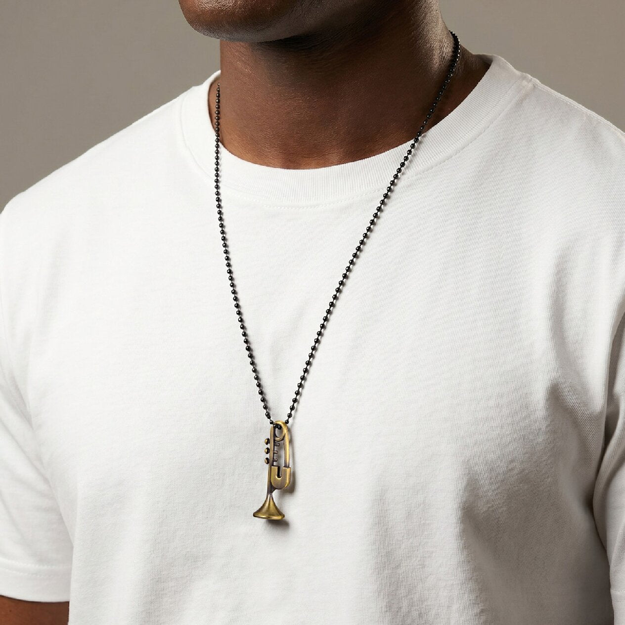 Kemstone Trumpet Pendant Necklace for Men Hip Hop Streetwear Copper NC-3029