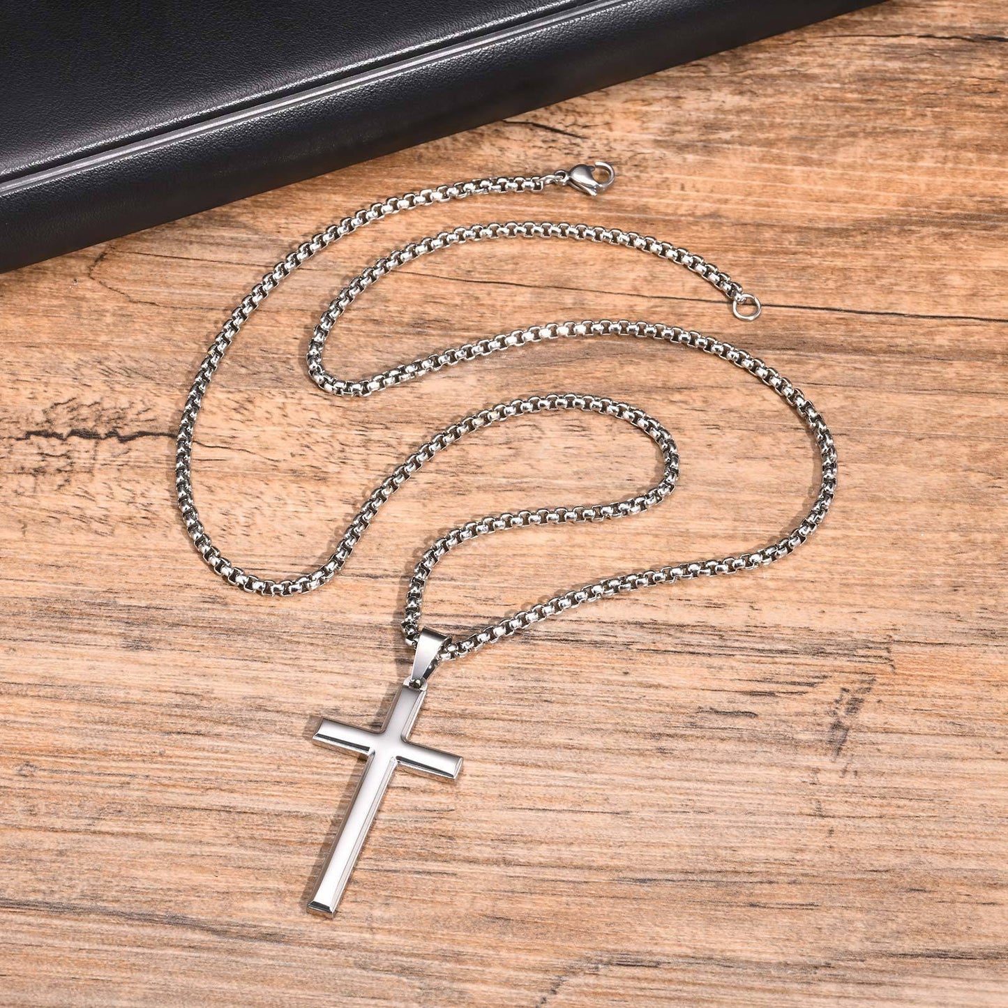 Steel Cross Pendant Necklace – Polished Minimalism in Silver, Gold & Black PN2045