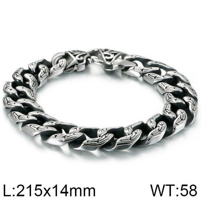 Bracciale punk in acciaio al titanio Kemstone con teschio per uomo KB118447