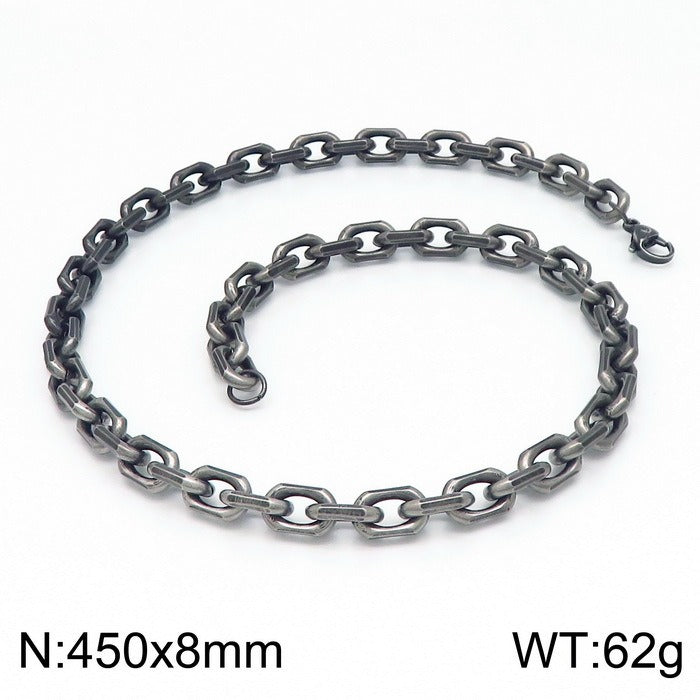Kemstone Men’s Black O-Link Chain Bracelet & Necklace – Stainless Steel Gothic Viking KS141119-Z