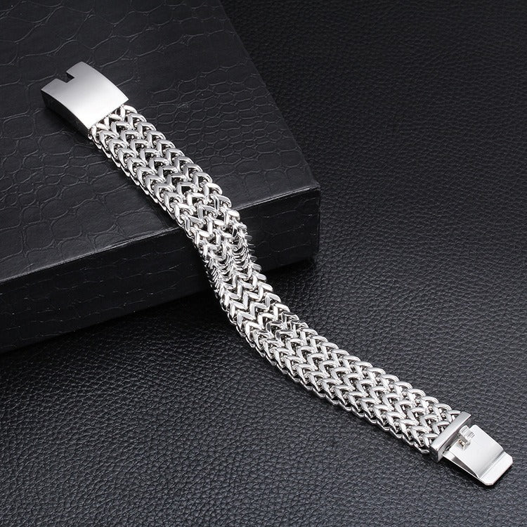 Men’s Stainless Steel Dragon Chain Bracelet – Norse Gothic Biker Jewelry | 12mm 18mm 30mm KB56409-D