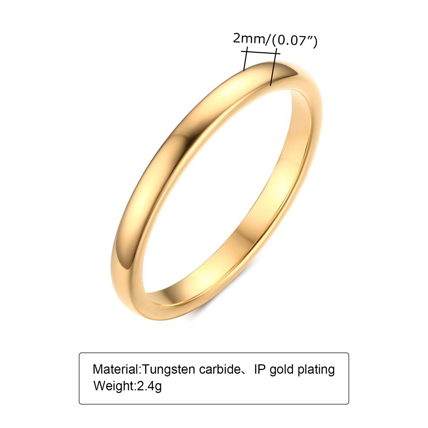 Anillo minimalista de pareja de acero de tungsteno Kemstone | Acabado liso, elegancia para el día a día TCR042
