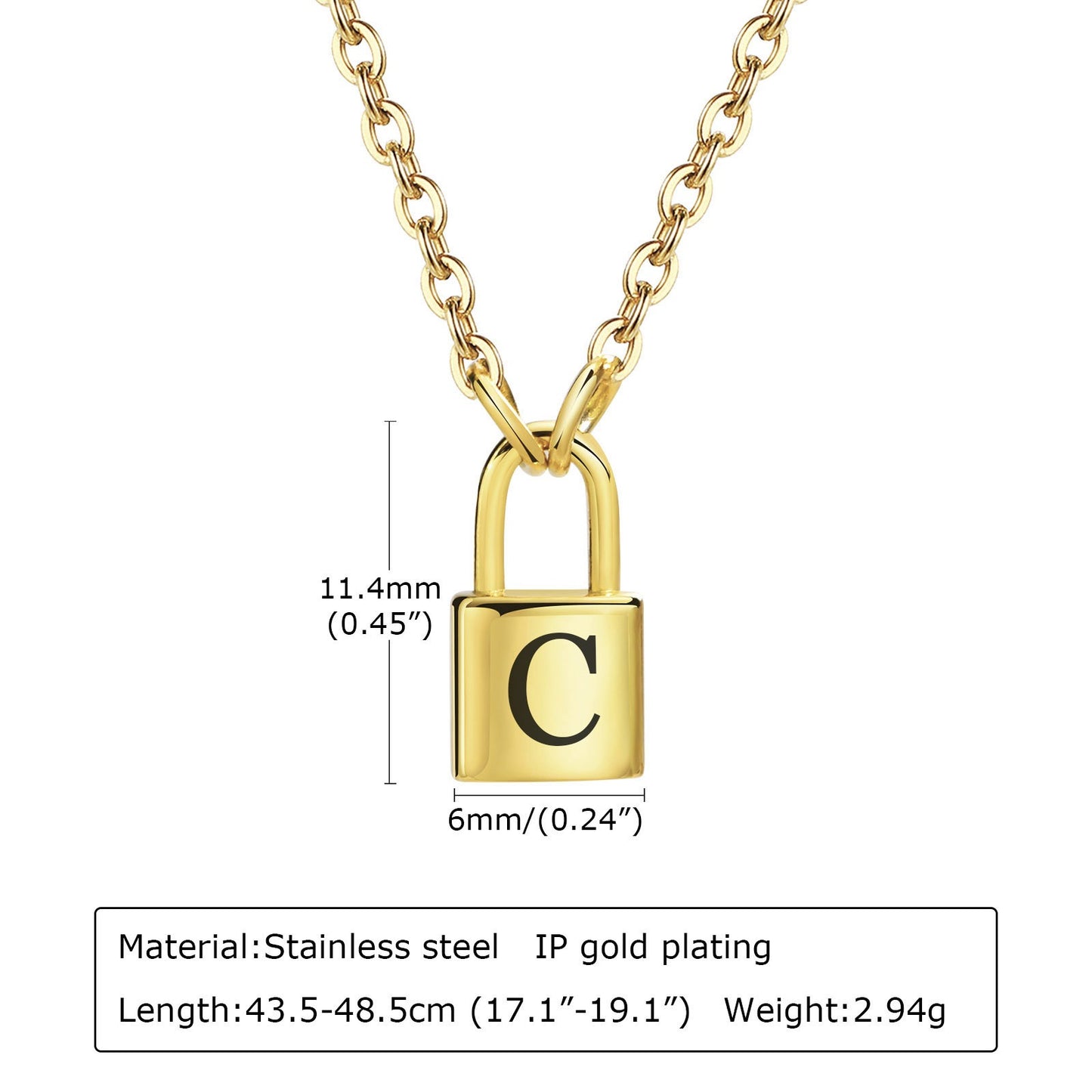 Colgantes de letras con cerradura de acero inoxidable Kemstone: collar minimalista con el alfabeto para historias cotidianas NC-1033