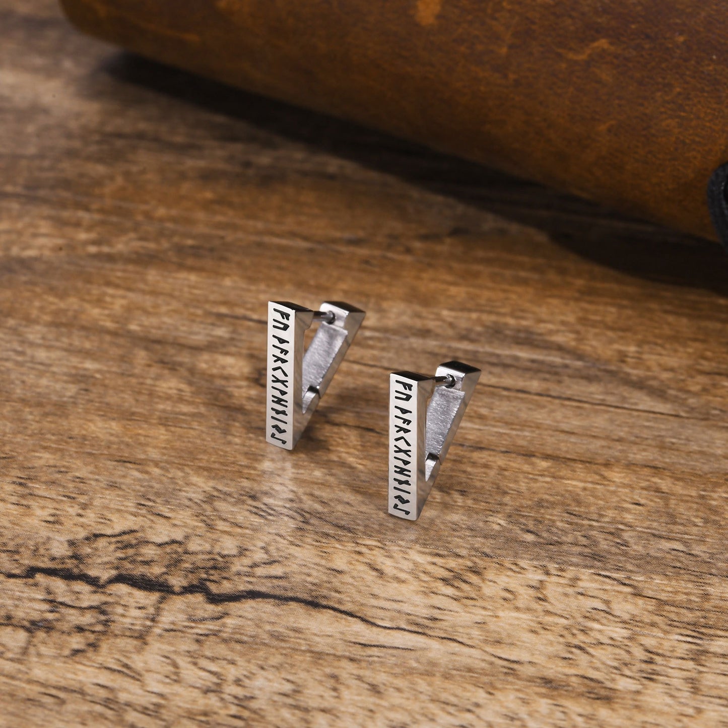 Kemstone Viking Rune Ear Cuff – Stainless Steel Triangle Symbol Jewelry for Men EH-524
