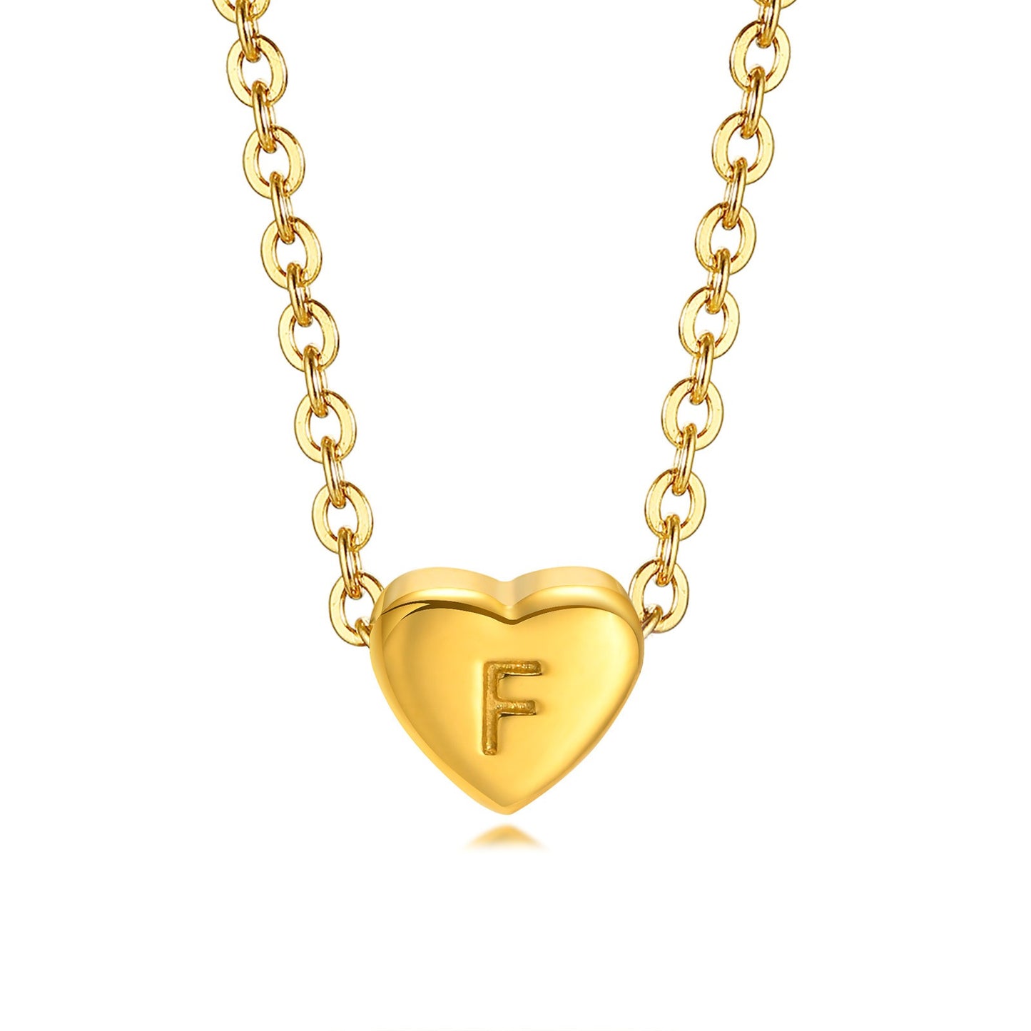 Collar de acero inoxidable Kemstone con letras de corazón - Colgante de amor con 26 letras del alfabeto PN-1670