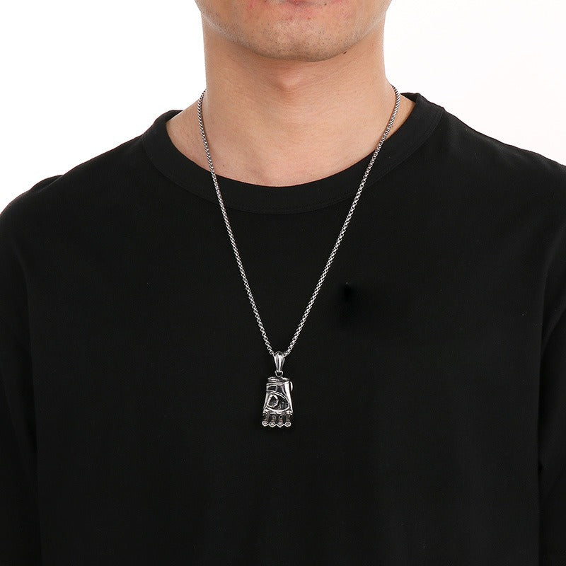 Colgante de guante de boxeo Kemstone - Collar vintage de acero desgastado para hombre - KP45752-BD