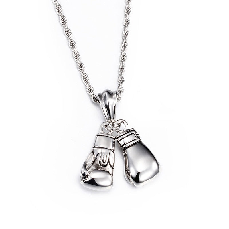 Kemstone Titanium Steel Boxing Glove Pendant – Heavyweight Fist Necklace for Men’s Street & Gym Style KP42085