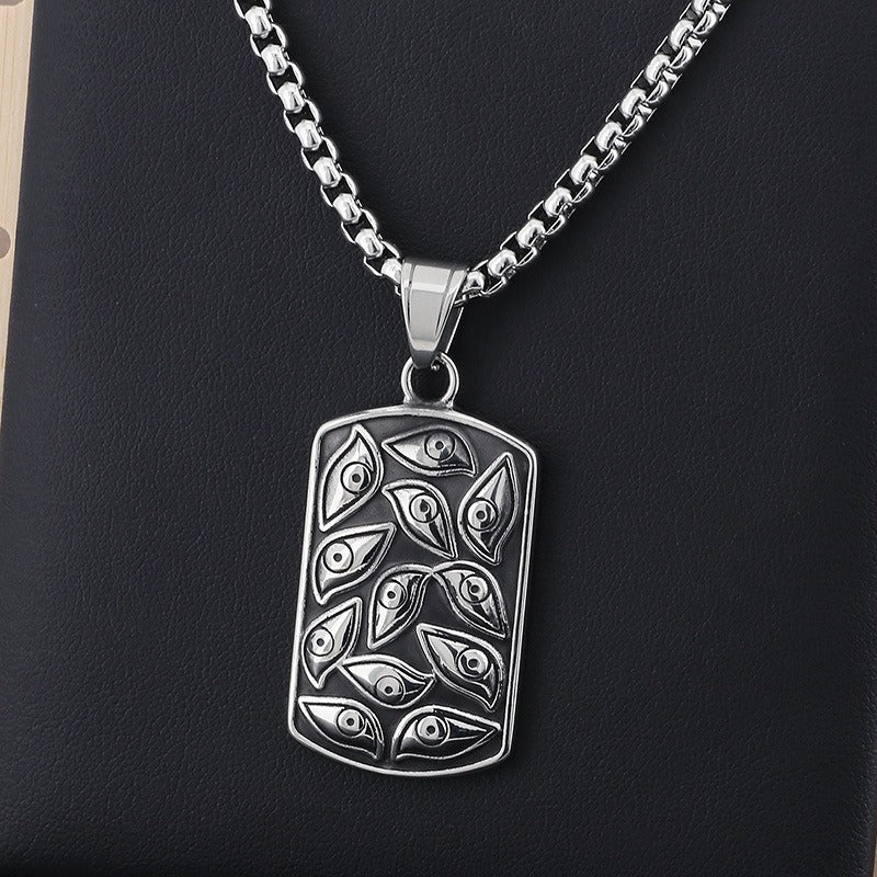 Kemstone Vintage God's Eye Demonic Square Stainless Steel Pendant Necklace – Punk KP130469