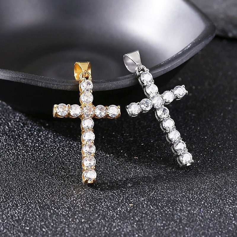 Ciondolo a croce in acciaio inossidabile Kemstone Urban Edge - Zircone micro-incastonato Hip-Hop per uomo KP116402
