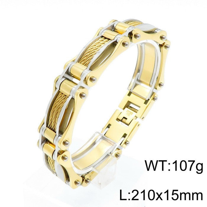 Kemstone Men's Titanium Steel Wire Rope Bracelet - Urban Cycling Inspired Design, Adjustable Cuff for Casual & Outdoor Style KB139387-KFC