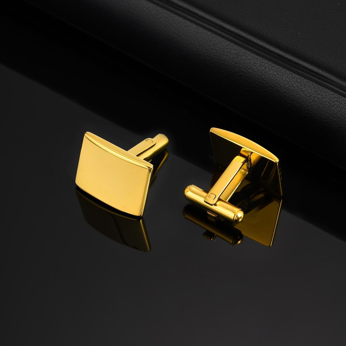 Kemstone Men’s Stainless Steel Square Cufflinks – Silver/Gold/Black CL-057