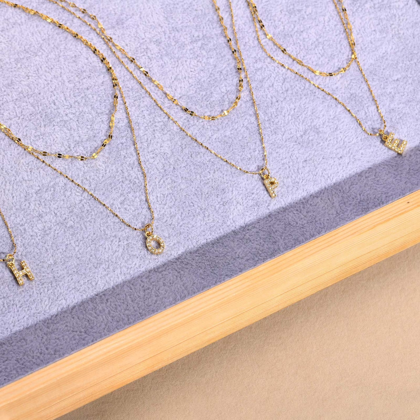 Collana Kemstone in acciaio inossidabile con 26 lettere, catena a stella infinita e zirconi, set estivo da 2 pezzi NC-1325G