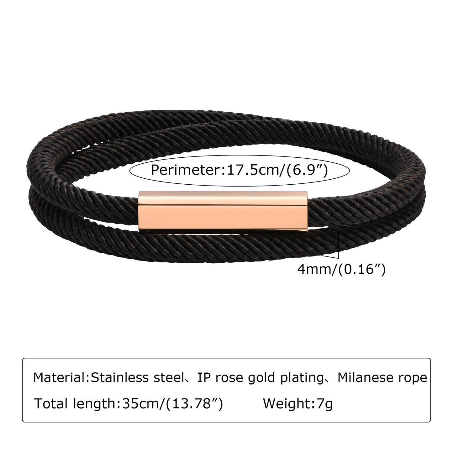 Men’s Double-Layer Milan Rope Bracelet – Stainless Steel Magnetic Clasp | Minimalist Street Style BR-1449