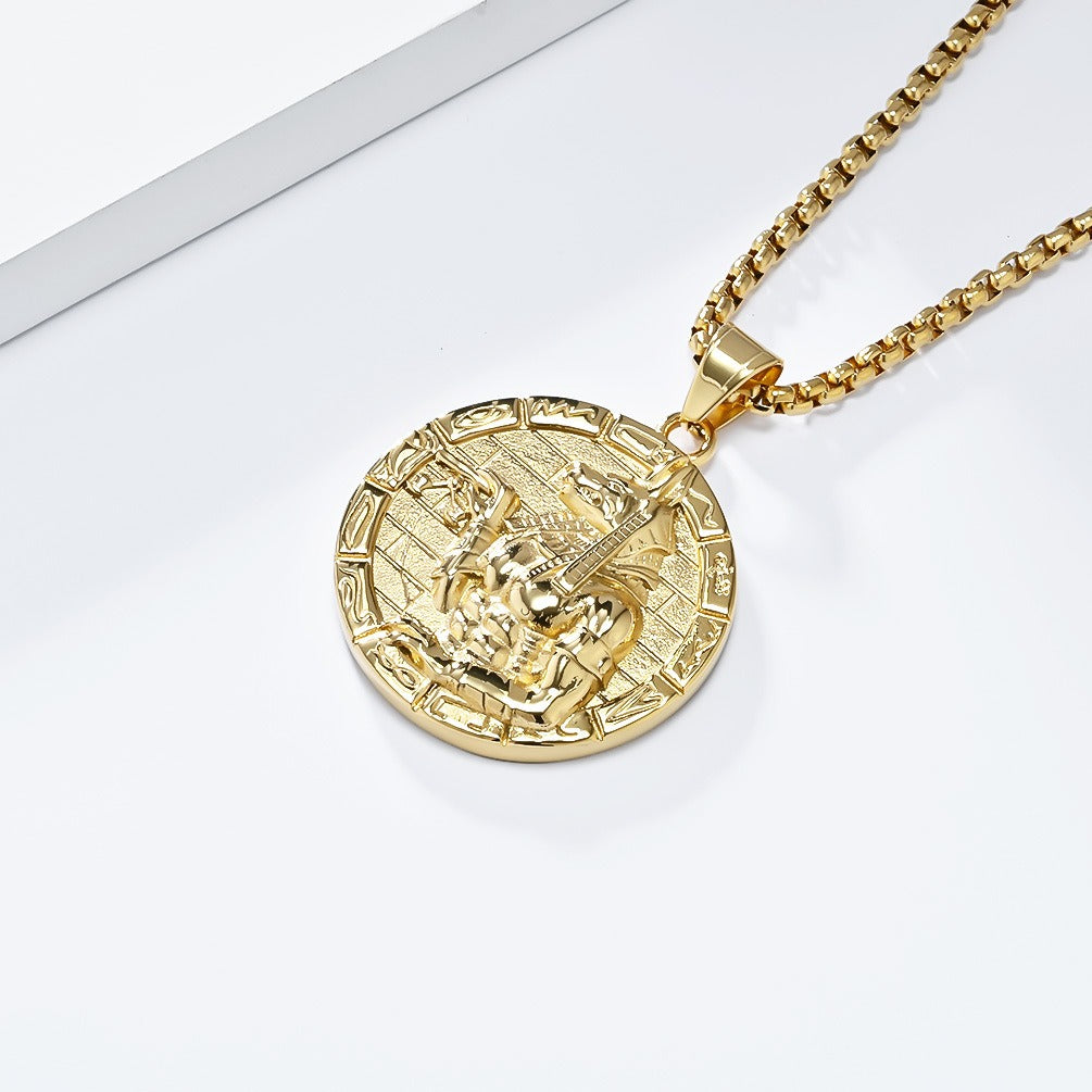 Kemstone Anubis Pendant Necklace for Men – Stainless Steel Egyptian Symbol K-PT575