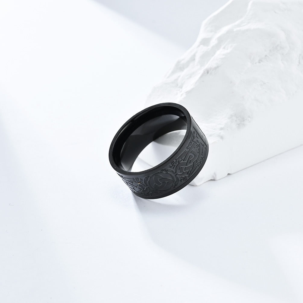 Kemstone Men’s Titanium Steel Celtic Triquetra Ring – Eternal Knot K-R755
