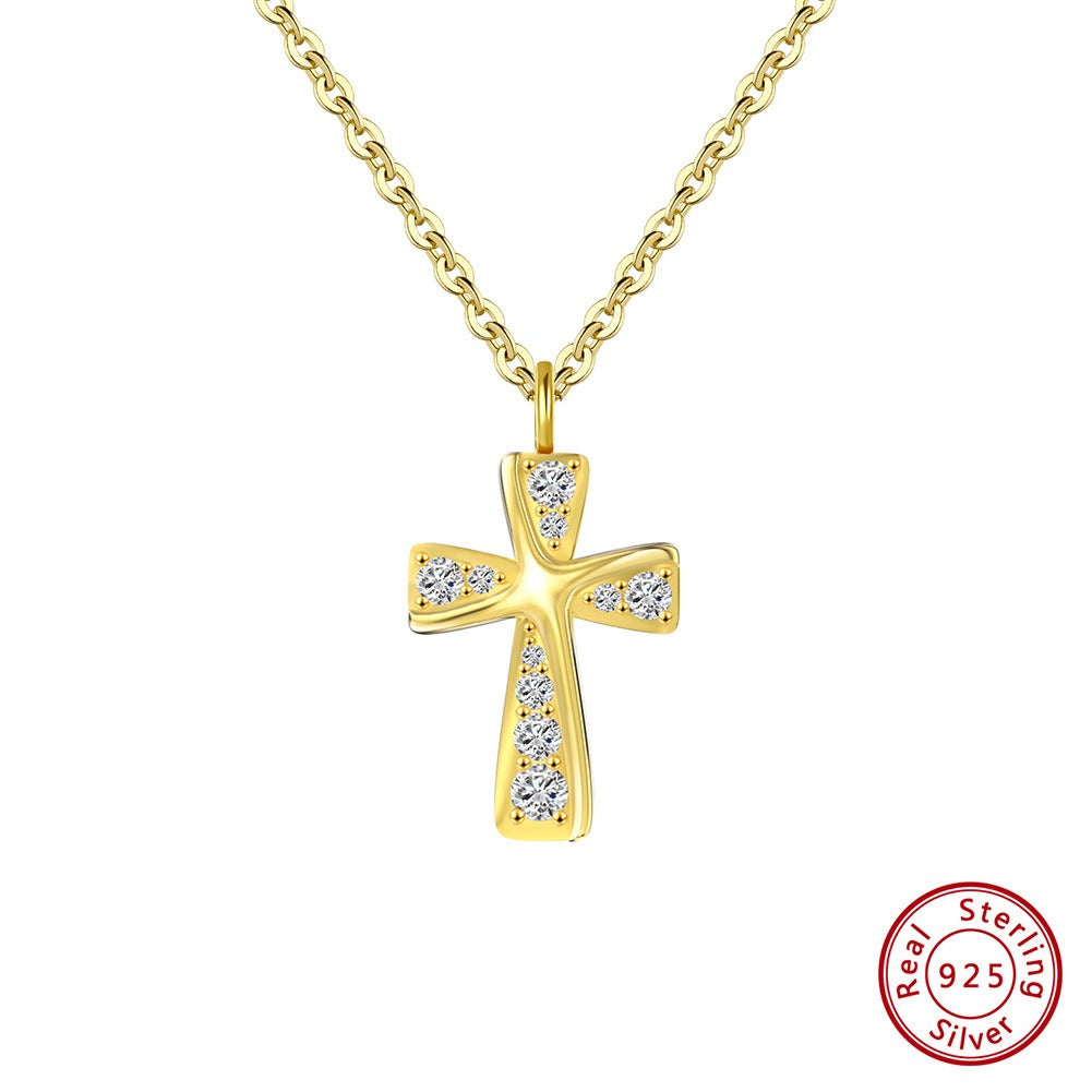 Kemstone 925 Sterling Silver Cross Pendant Necklace for Women Cubic Zirconia SN332