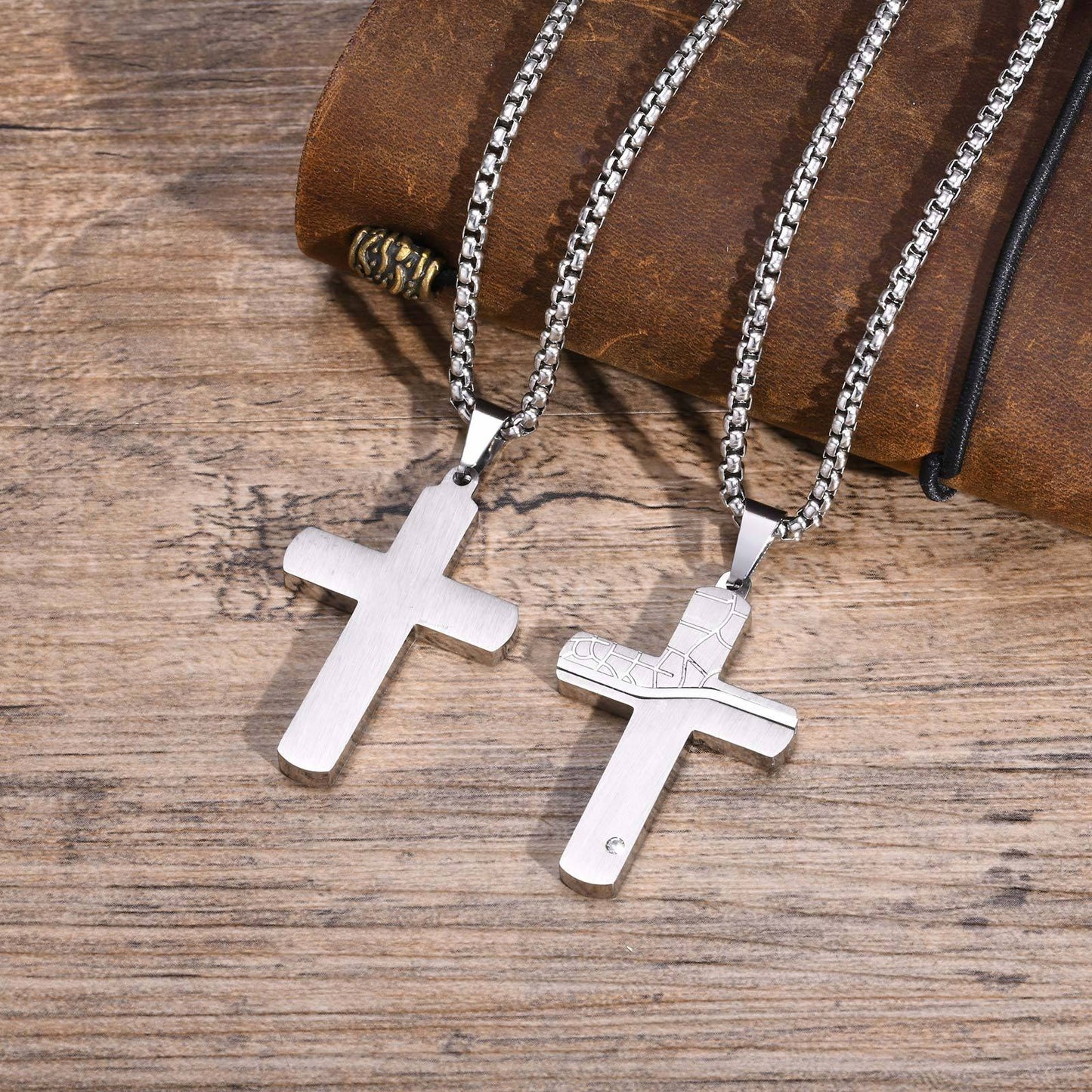 Cracked Cross Pendant Necklace – Stainless Steel, Gothic Street Style (Silver/Gold/Black) PN-1999