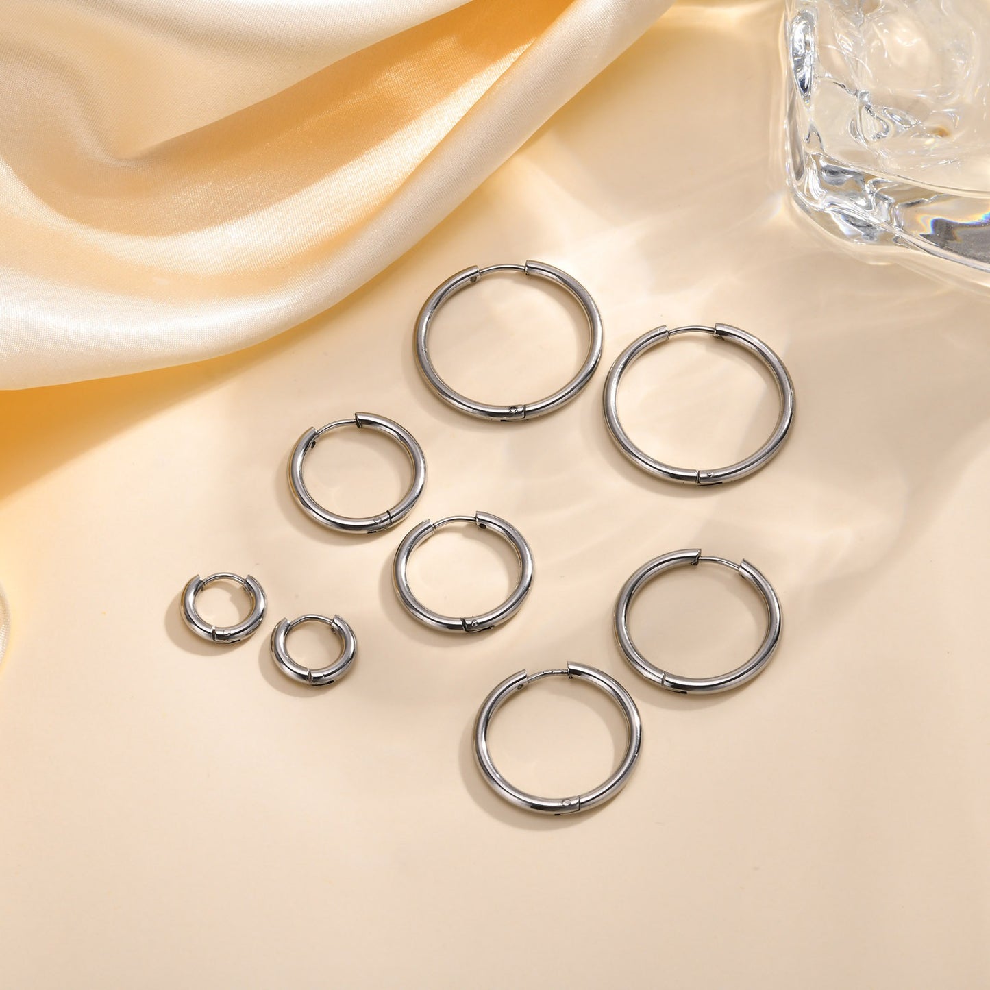 Titanium Steel Earrings – Minimalist Geometric Design with Custom Engraving EH-166