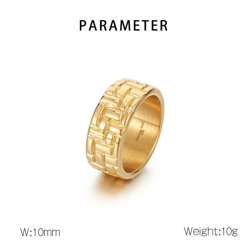 Kemstone Stainless Steel Minimalist Ring – Geometric Circle Band for Men | Urban Gothic Streetwear Style KR107928-KJX