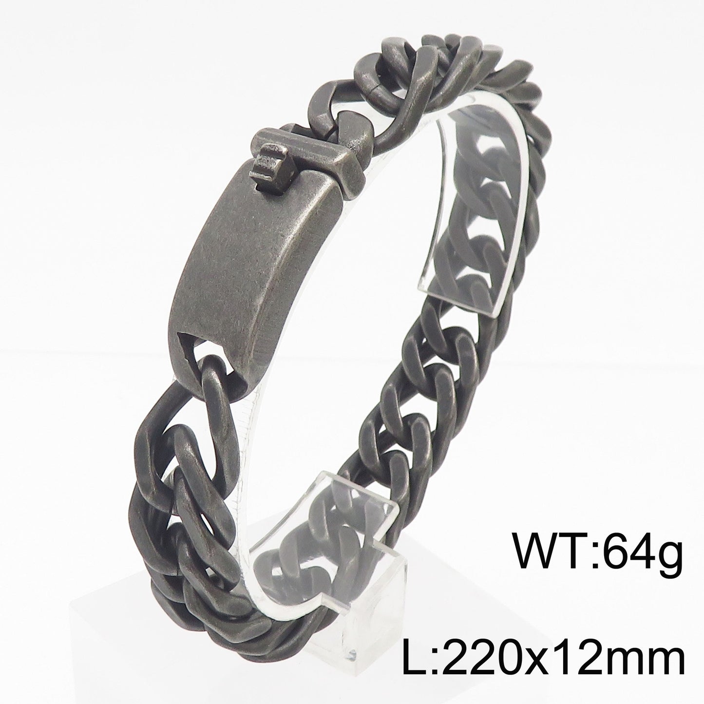 Kemstone Men’s Polished Cuban Chain Bracelet – 12mm/15mm Stainless Steel Urban Biker KB56160-D