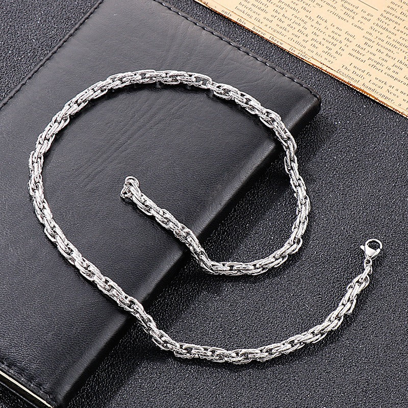 Kemstone Heavy Rope Twist Stainless Steel Chain – Bold Hip-Hop Men’s Necklace & Bracelet KS138928-Z